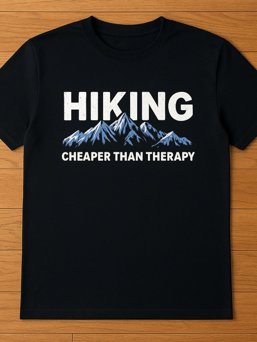 Hiking Cheaper Than Therapy Mountain Graphic Tee | Black Outdoor T-Shirt
